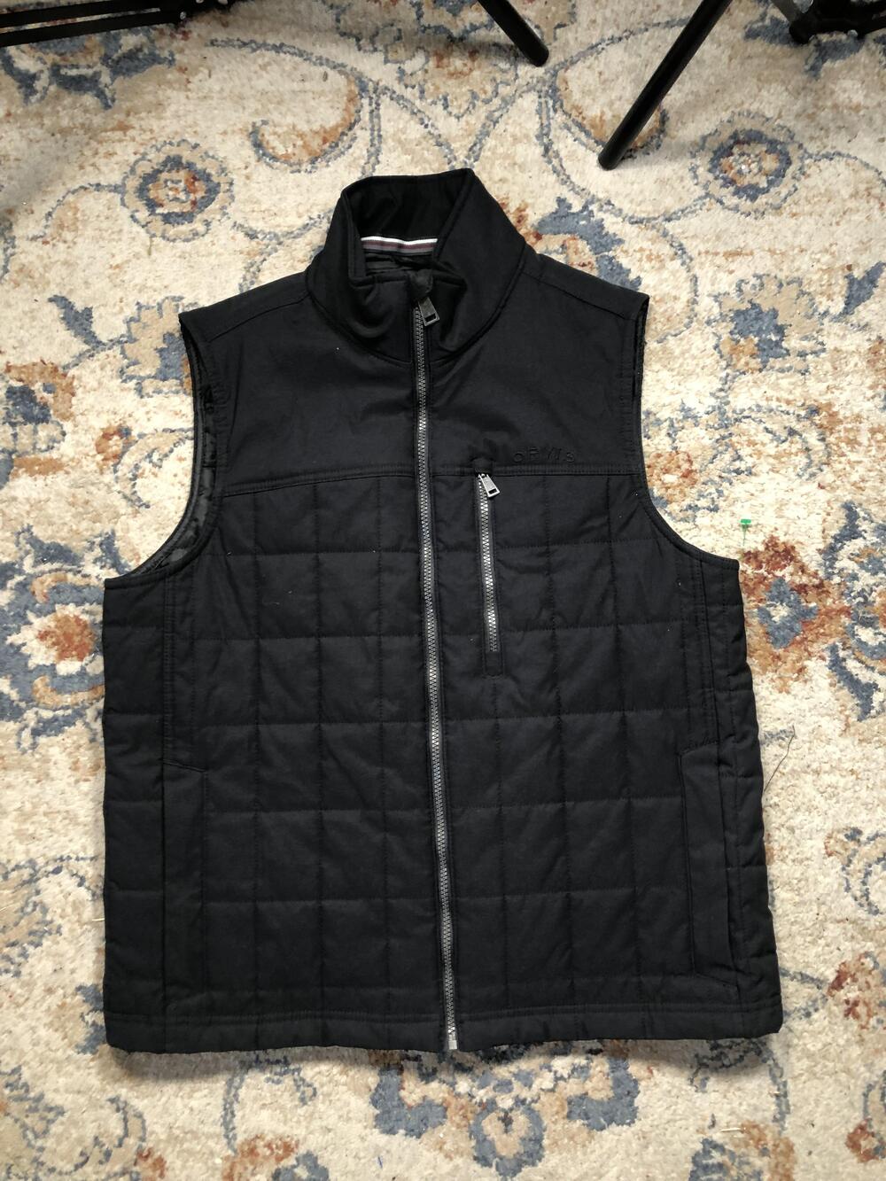 Orvis Classic Vest Mens Medium Black Quilted Insulated Full Zip Chest Pocket
